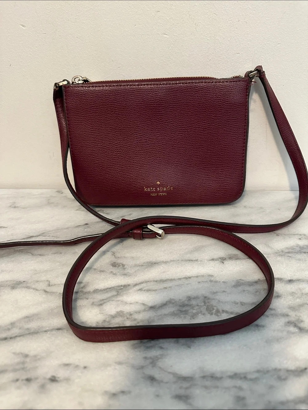 kate spade Burgundy Leather Crossbody with Adjustable Strap